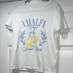 SHEIN White and Blue Graphic Tee